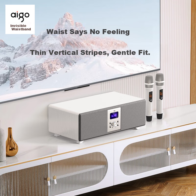 Aigo S116 Bluetooth Speaker, Soundbar TV Speaker, Wireless Home KTV Theater Karaoke Speaker Set with Microphone, All-In Machine, Jade White Wood Grain Color