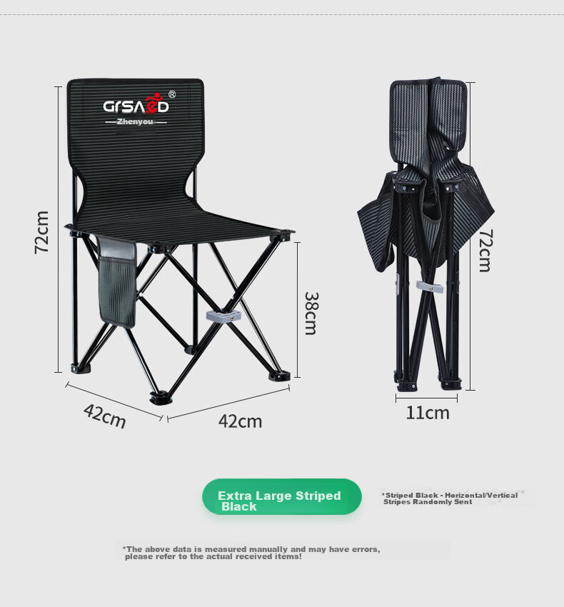 Grsaed Outdoor Folding Chair Fishing Seat Extra Large Portable Fishing Chair Sketching Chair Picnic Travel Subway Portable Chair Striped 8