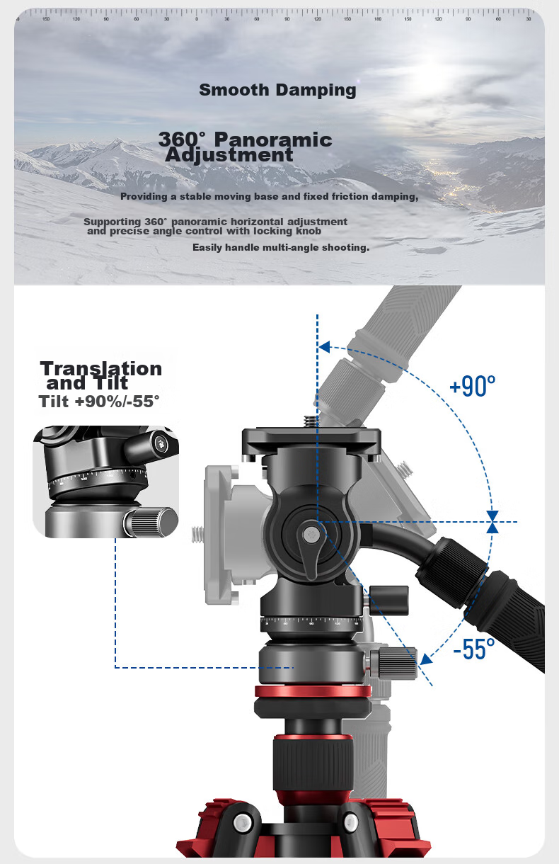 NEEWER Aluminum Alloy Tripod with Hydraulic Damping Ball Head, Leveling Base, Bowl Head, Arm Handle, Quick Release Plate, Panoramic Photography And Videography Camera Mirrorless Camera Stand GM27 4