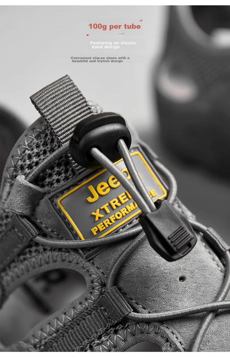 Jeep Sandals for Men, Outdoor Breathable Beach Shoes, Men's Closed-Toe Water Shoes, Non-Slip Wear-Resistant Hiking Shoes for Stream Trekking 13