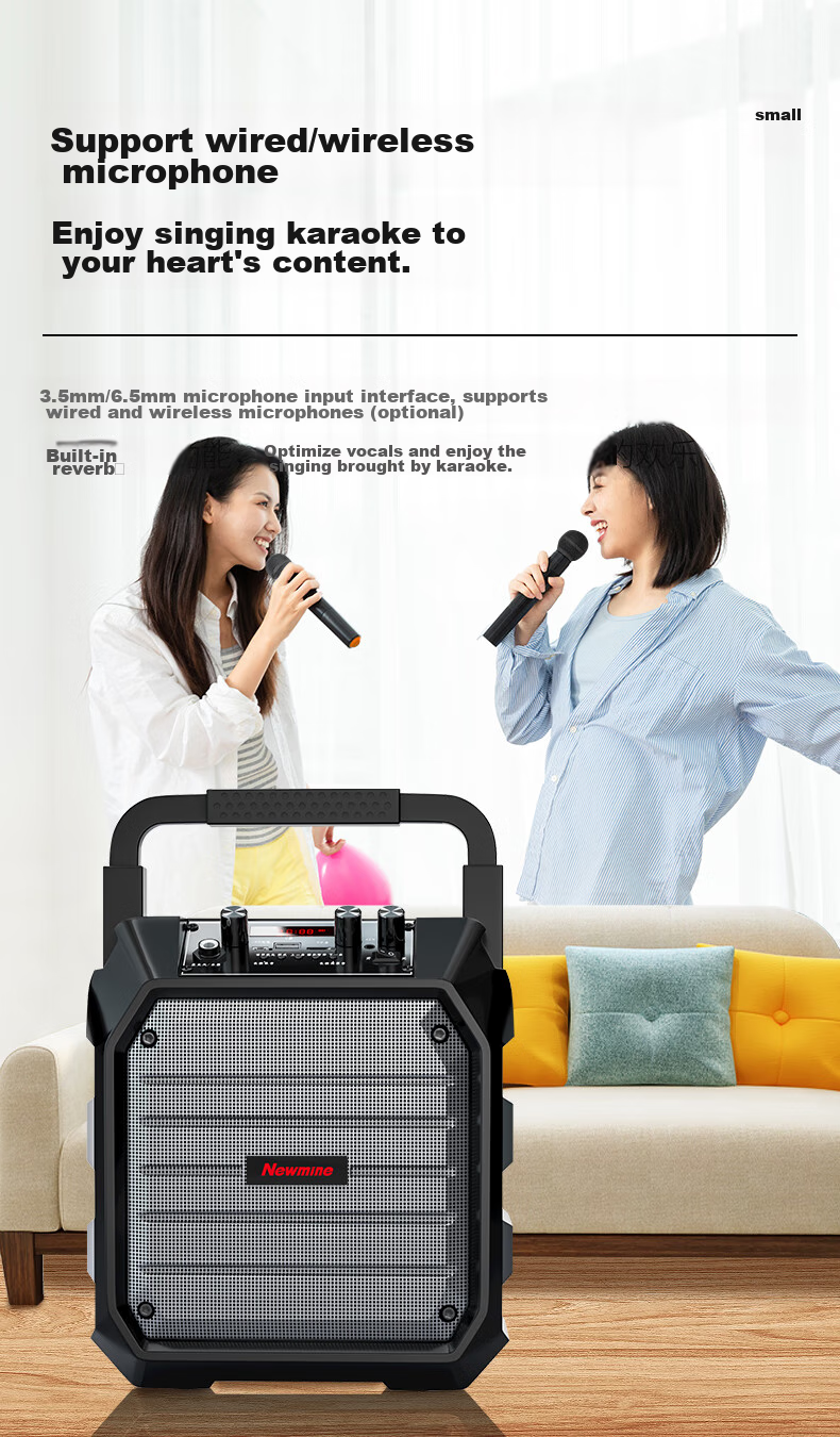 Newmine K220 Wireless Bluetooth Speaker, Square Dance Sound System, Outdoor High-Volume Portable Subwoofer, Home Karaoke Music Player, Street Vending Payment Loudspeaker, Single Microphone Versio 8
