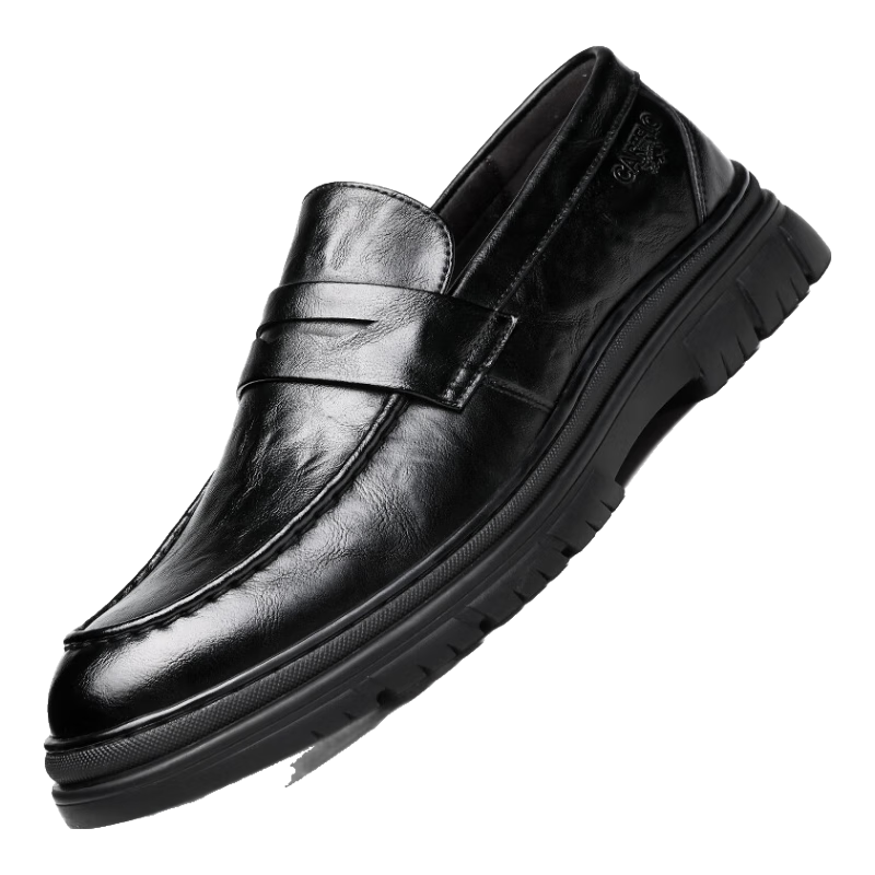 CARTELO Men's Loafers, Business Casual Shoes, Breathable Soft Leather Slip-On Shoes, Model 9936, Black, Height-Increasing, Size 43