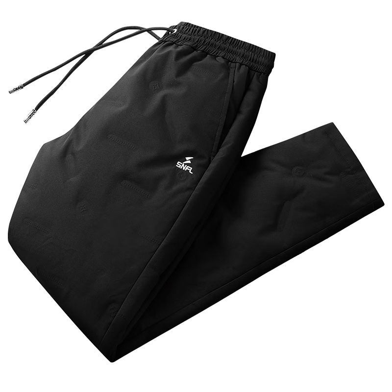 SNOWFLYING Goose down Pants Men's Outdoor Thickened Winter Warm Straight-Leg Casual Trousers, Black, Size 200