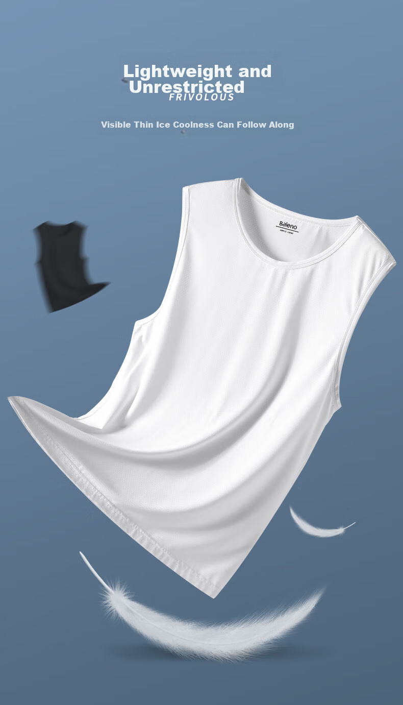 Baleno Men's Summer Vest, New Mesh Breathable Ice Silk Cool Basketball Sports Round Neck Sleeveless Casual Outdoor Quick-Dry Undershirt 4
