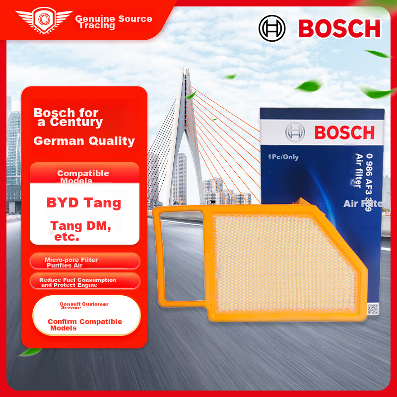 BOSCH Automotive Air Filter Element Cleaner 0986AF3389 Compatible with BYD Tang/Tang 100/Tang DM And Others