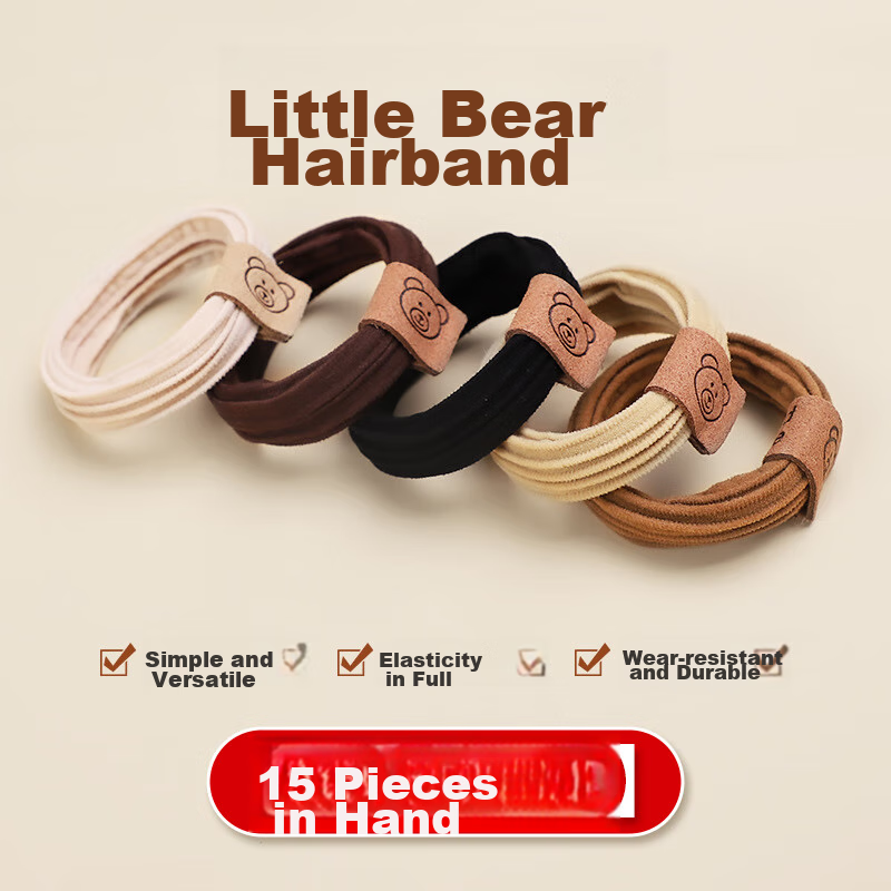 BATUREL Bear Hair Tie, Seamless Hairband, High-Elasticity Rubber Band, Internet-Popular Hair Ties for Children, Elegant Style for Girls