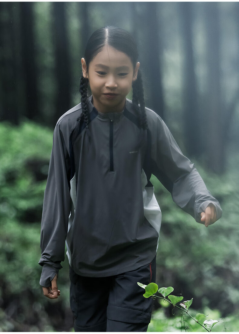 DECATHLON Youth Hiking UV Protection Long-Sleeve T-Shirt, Sun Protection, Moisture-Wicking, Quick-Drying, Anti-Chafing, 5117364 15