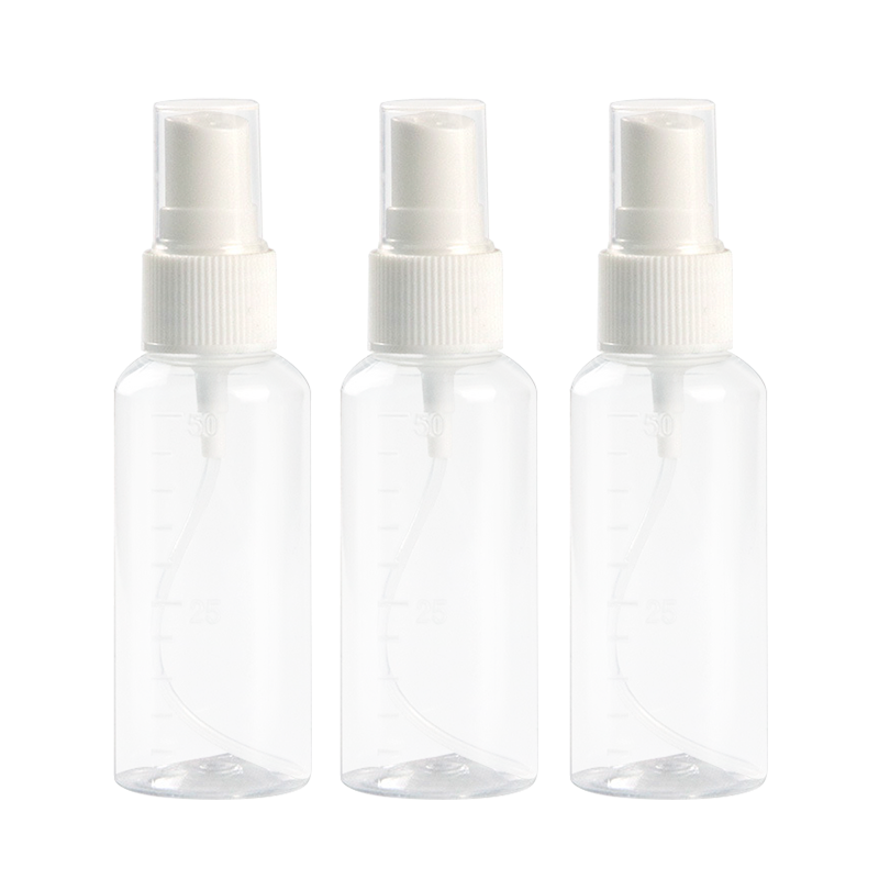 UPLUS Spray Bottle, Travel Refillable Bottle, 50ml*3, with Scale, Alcohol Pump Sprayer, Empty Bottle