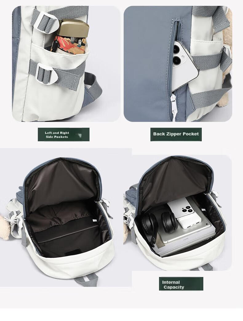 Viney High School Backpack for Middle School Girls, College Students, Primary School Students Grades 4-6 Children Ins Korean Style Backpack 15.6 Inch Laptop Backpack Large Capacity Fashionable Casual Travel Bag High Aesthetic Value Lightweight Stress-Reducing And Load-Reducing Simple Desig 6
