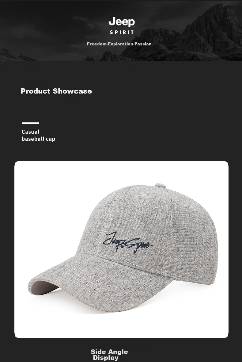 JEEP Baseball Cap for Men And Women, Fashionable All-Season Visor Hat, Sun Protection Hat, Casual Versatile Sun Hat 12