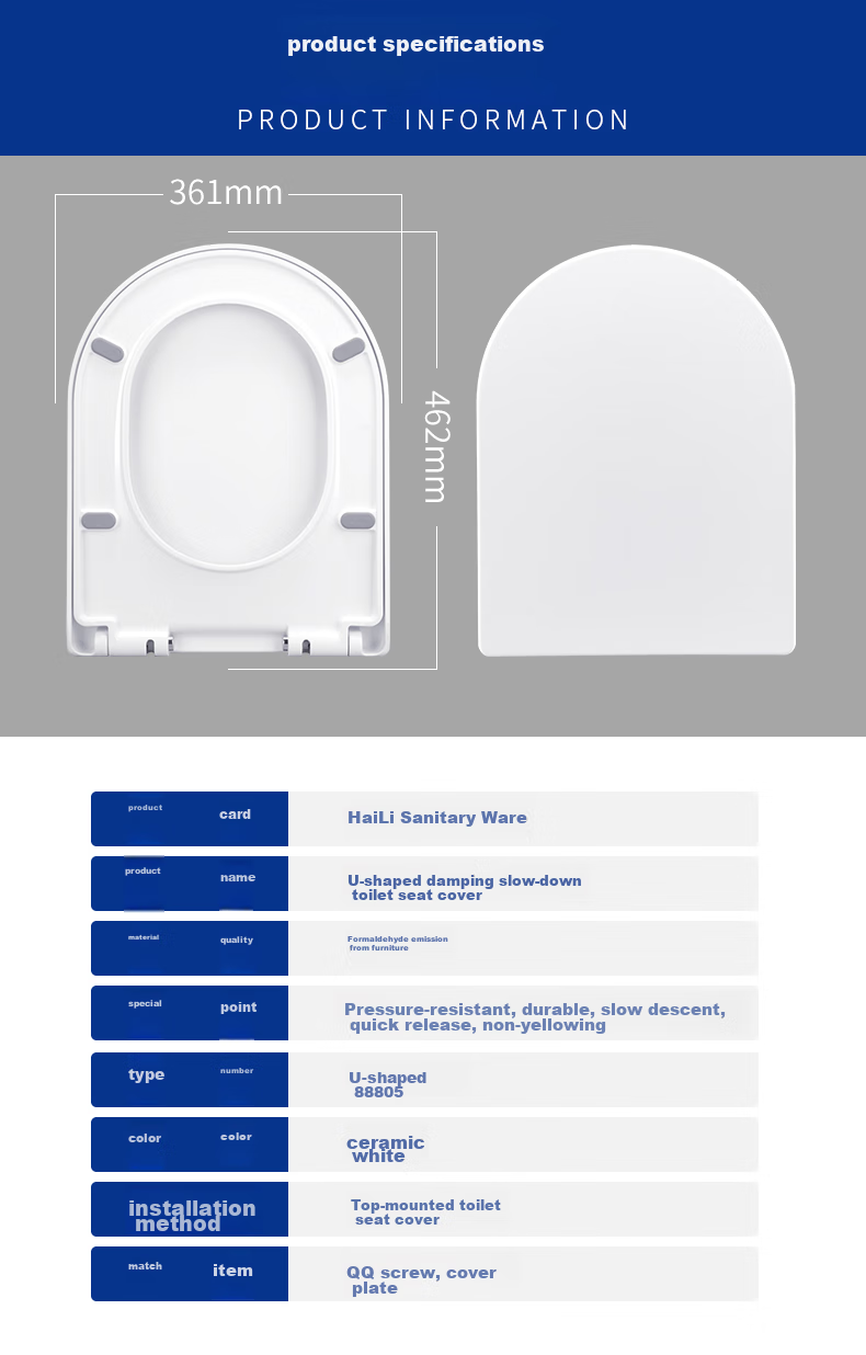 Haili Toilet Seat Cover Universal V-Shaped U-Shaped Melamine Thickened Old-Style Toilet Seat Ring Household Toilet Seat Accessory Replacement 804 8