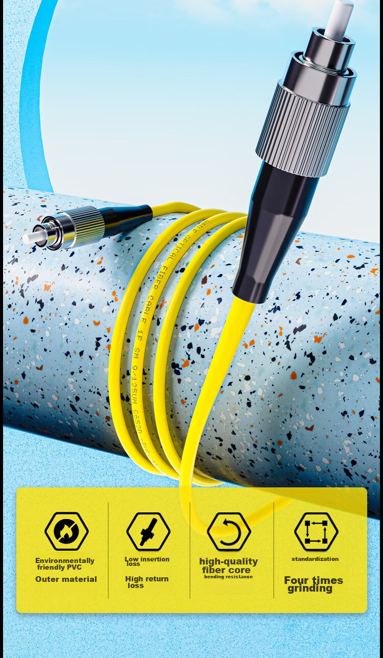 HAILE Single-Mode Fiber Optic Patch Cable (FC-FC, 9/125), Telecom-Grade Single-Core Pigtail Network Cable, 2 Meters, HJ-1FC 2