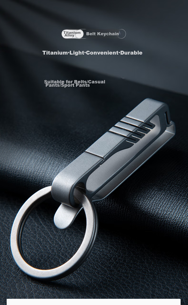 YORA Titanium Alloy Belt Clip Keychain, Leather Belt Buckle, Men's Waist-Hanging Belt Clip, Men's Sports Pants Car Key Ring Pendant 1