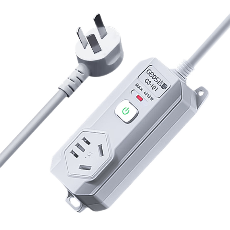 JS JISHUN 16A Air Conditioner Socket, 10A to 16A Conversion Plug, 4000W High-Power Power Strip, for Water Heater And Extension Cord, Overload Protection, Gray, Single Outlet Hole, Total 3 Meters