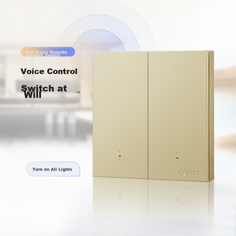 Умный выключатель BULL GTQ212, голосовое управление, без сети, золотой