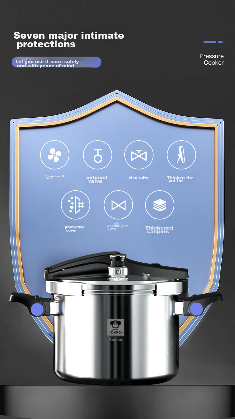KOBACH Pressure Cooker, 304 Stainless Steel, Household Use, Explosion-Proof, Can Stand on Its Lid, Compatible with Induction And Gas Stoves, 5.5L Capacity 7