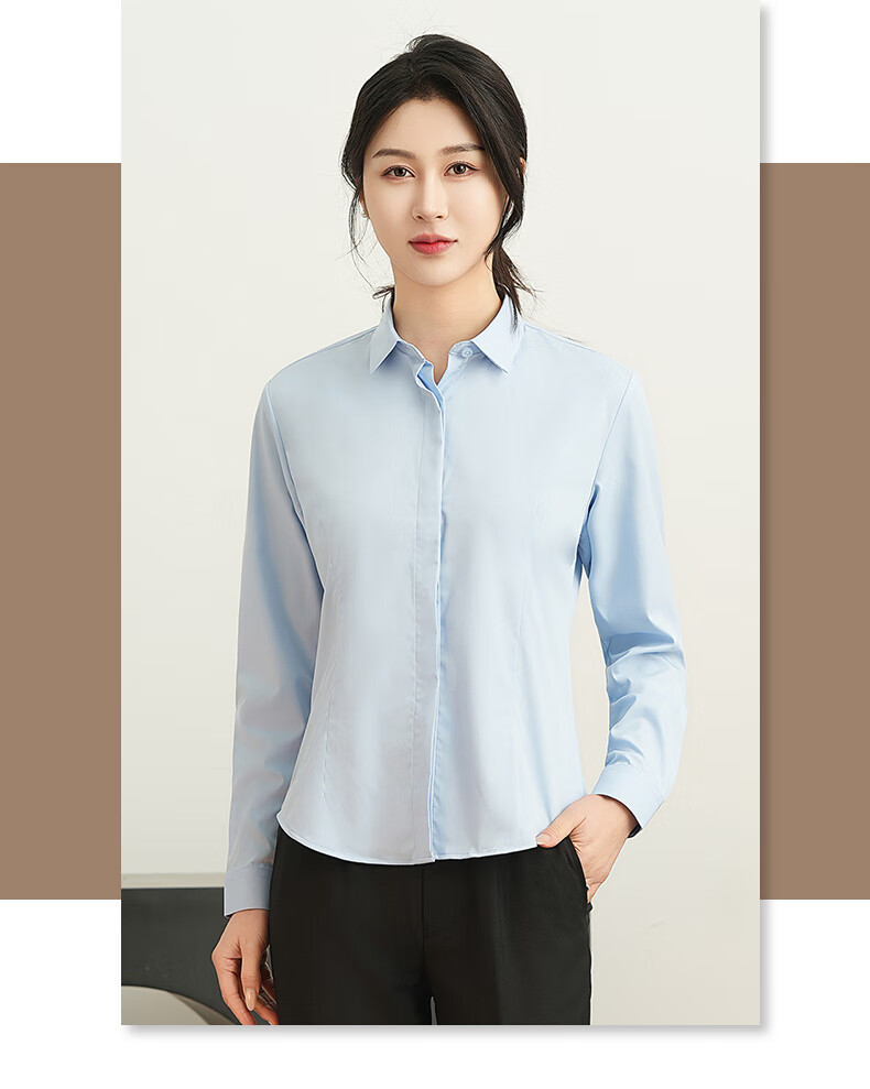 ROMON Long-Sleeve Shirt for Women, Business Casual Professional Formal Wear, Slim-Fit Slimming Work Uniform, Commuter White Blouse Women's Top 2