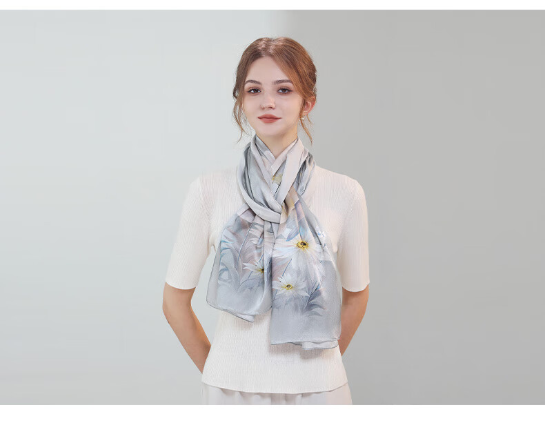 Hangsilu Silk Scarf for Women, Chinese Style Mulberry Silk Shawl Wrap, Elegant Practical Birthday Gift for Wife Or Mother 19