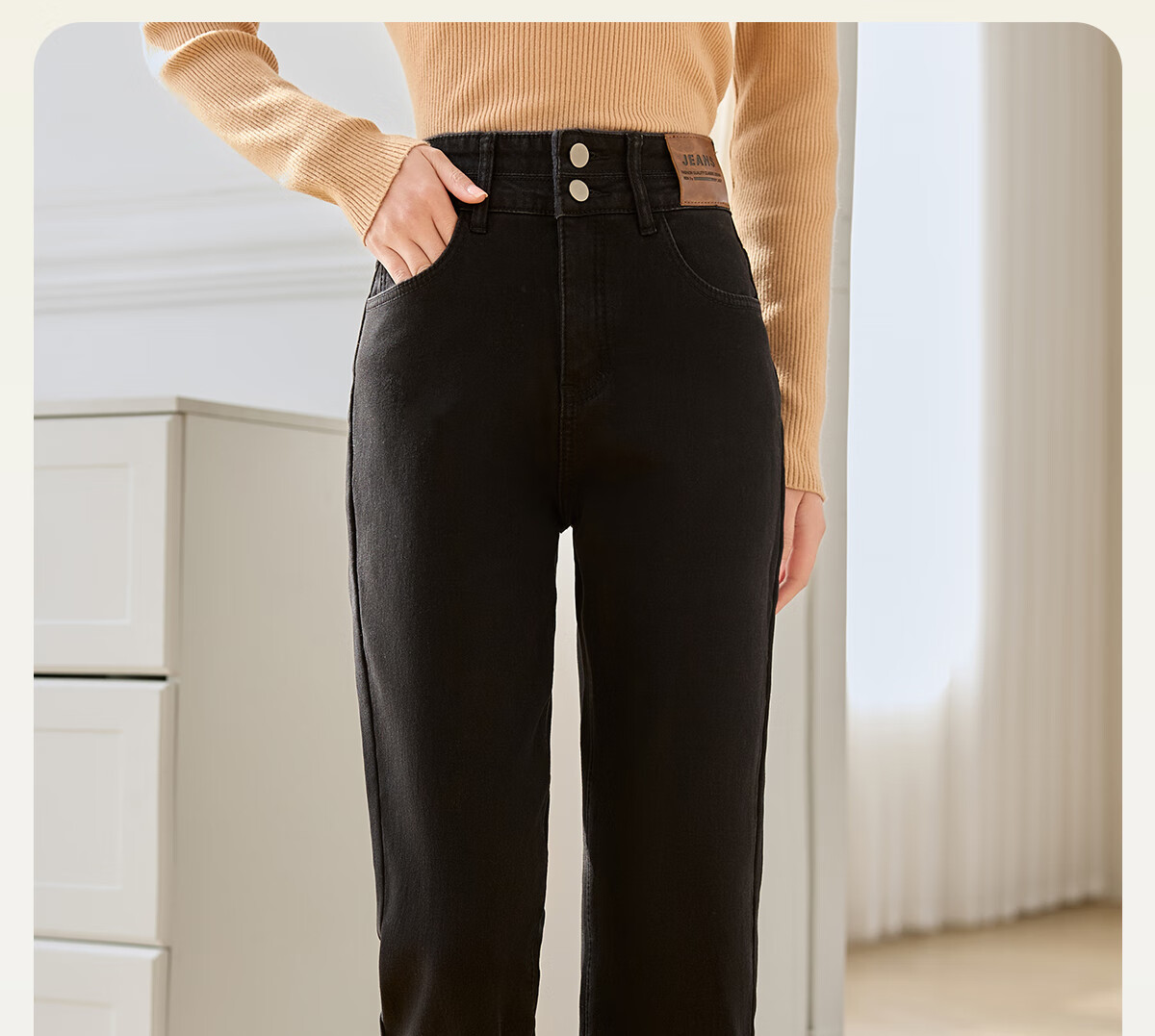 PinCai Autumn Winter Fleece-Lined High-Waist Slim Fit Skinny Jeans for Women Stretch Warm Pants P139N3231 1