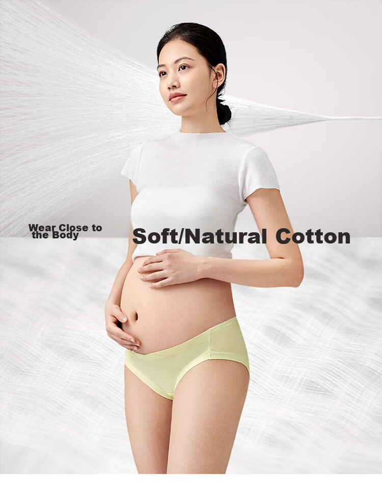 PurCotton Maternity Underwear, Knitted Low-Rise Pure Cotton Panties, Specialized for Pregnancy And Postpartum, Triangle Briefs, 2 Pieces, Skin Color + Pink, Size L 1