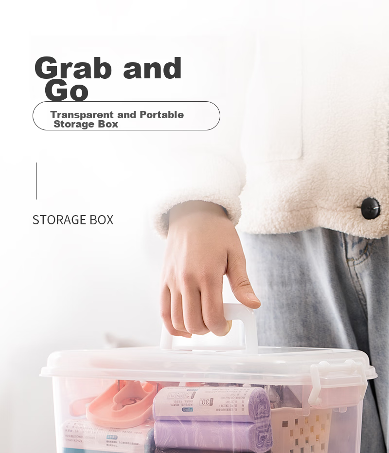 CHAHUA Transparent Visible Storage Box with Handle, 6.5L Snap-On Toy Storage Box, Set of 2, for Student Dormitory 1