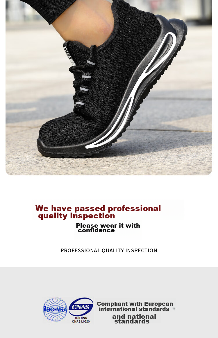 JUNBU Safety Shoes for Men with Steel Toe Cap, Anti-Smashing, Puncture-Resistant, Wear-Resistant, Comfortable, Safety Construction Work Shoes A1080F Size 39 7