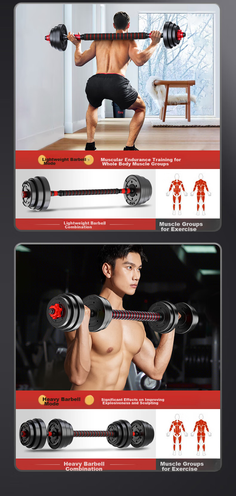 XTEP Dumbbell And Barbell Fitness Equipment Set for Men And Women, Adjustable And Detachable Home Weightlifting Training Kit with 15KG*2 7
