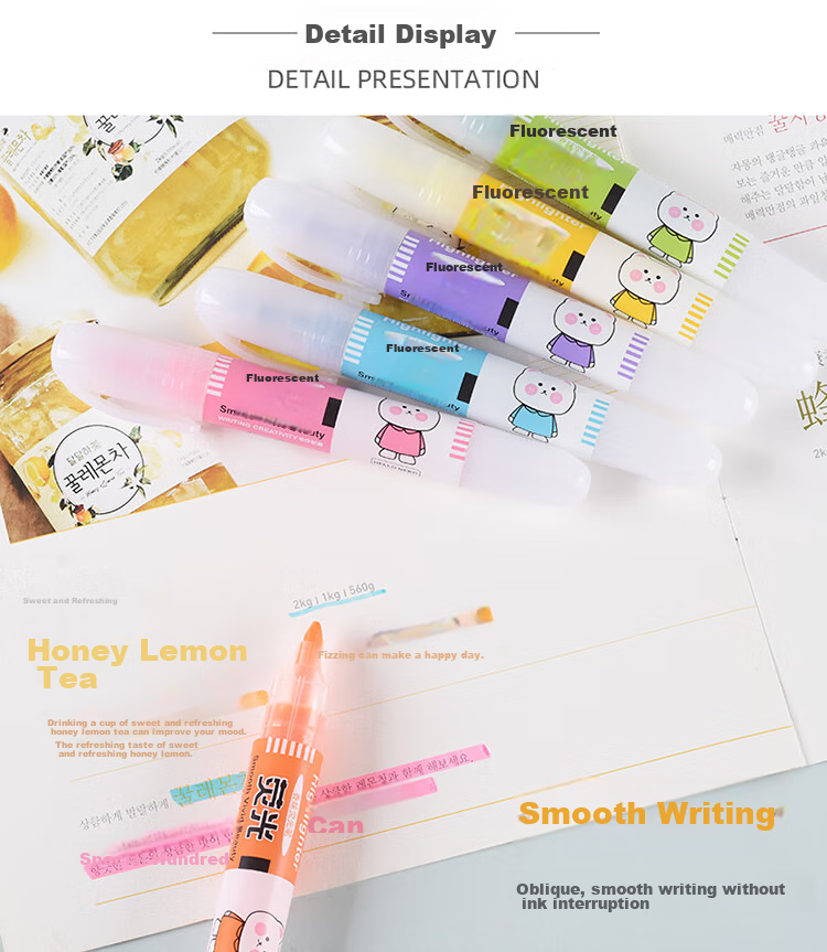 Genvana 6-Color Soft Tip Highlighters, Children's Day Gift, Flat Pen for Note-Taking, Reviewing, Journaling, Memorization Aid, Handwritten Markers G-0543 6