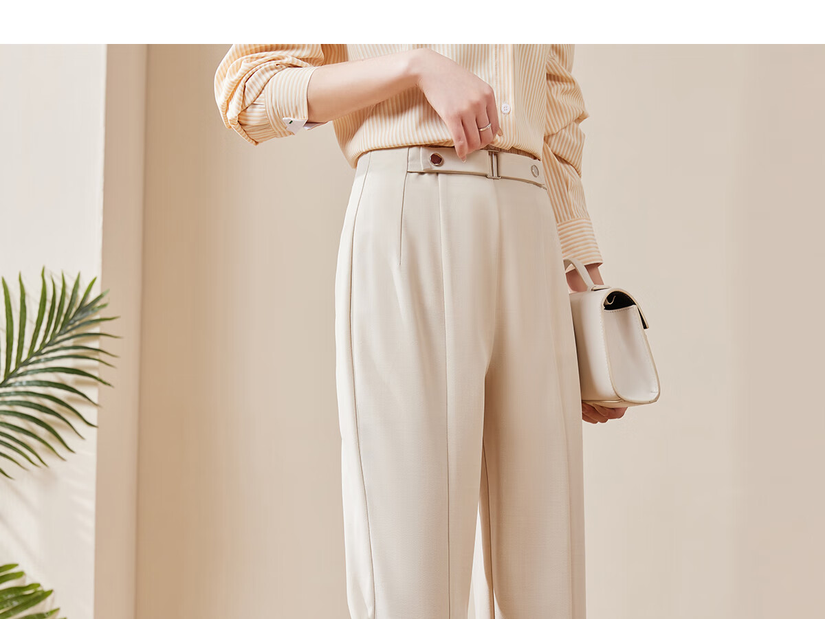 Chushen Spring Autumn Women's Casual Pants with Designer Belt High Waist Straight Slim Fit Cropped Harem Pants S13KK2517 19