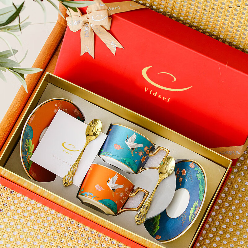 Vidsel Premium Coffee Cup Set, Gift for Newlyweds, Matching Cups, High-End Housewarming Gift, Ceramic Cups