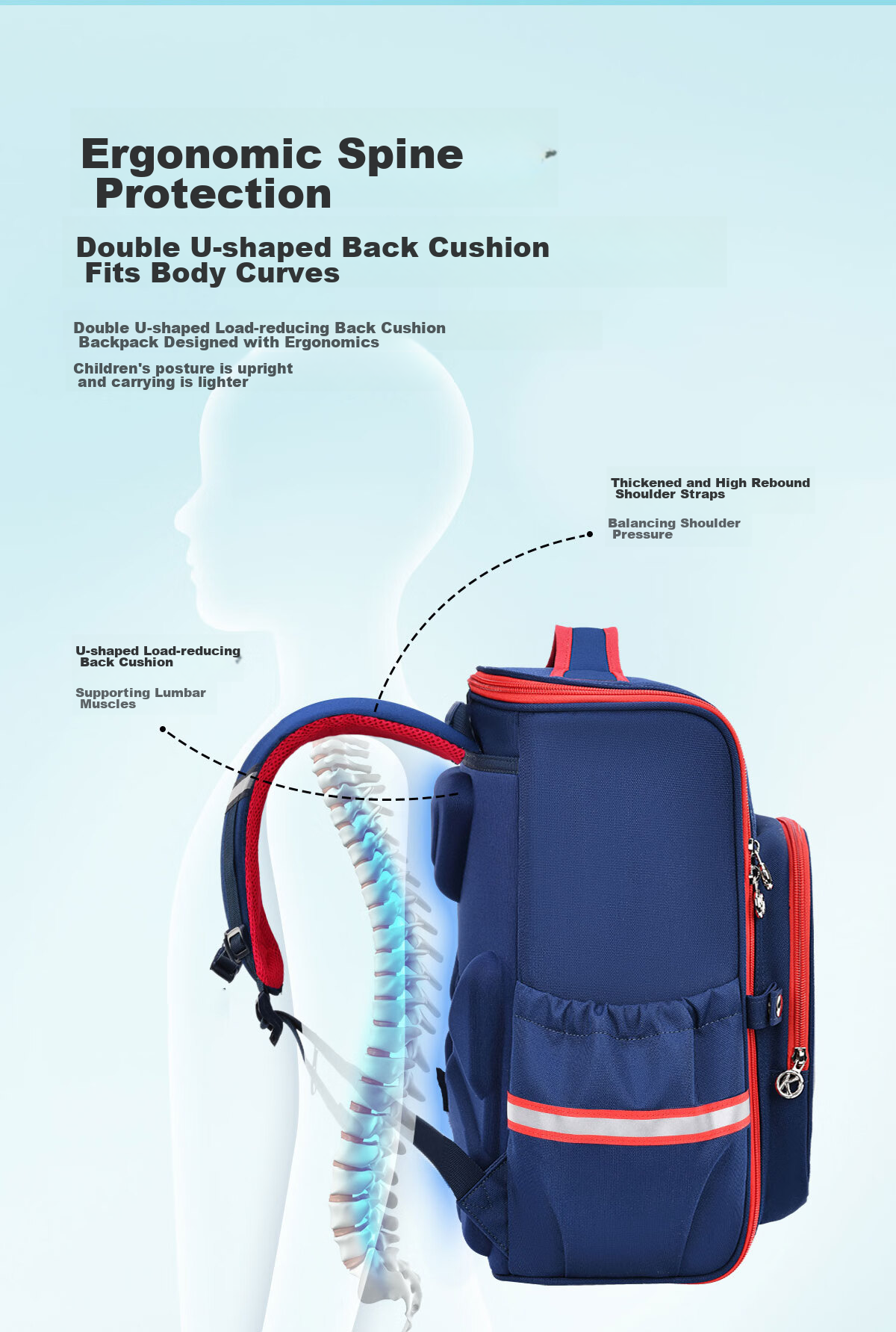 KVG Primary School Backpack for Grades 3-4 Children's Backpack British Style Lightweight Spine Protection Girls' Shoulder Bag 125cm Or More 5