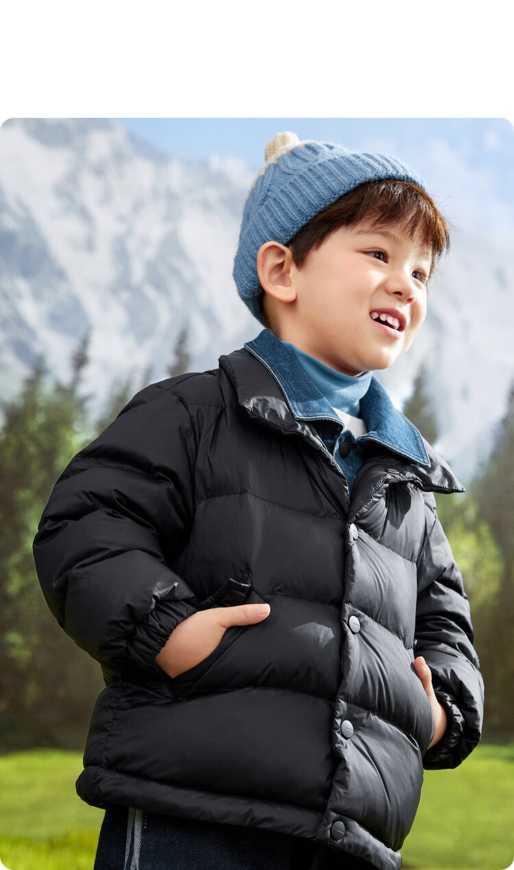 BALABALA Children's down Jacket, Boys And Girls Winter Coat, Patchwork Outerwear, Triple Protection, Warm Top, Versatile 9