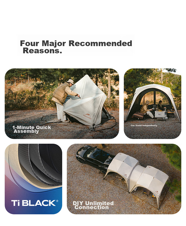 Naturehike Nuke Yunjie Self-Standing Quick-Open Titanium Black Gel Canopy Tent, Outdoor Camping Picnic, Rainproof, Sun-Proof, Dome Pavilio 2