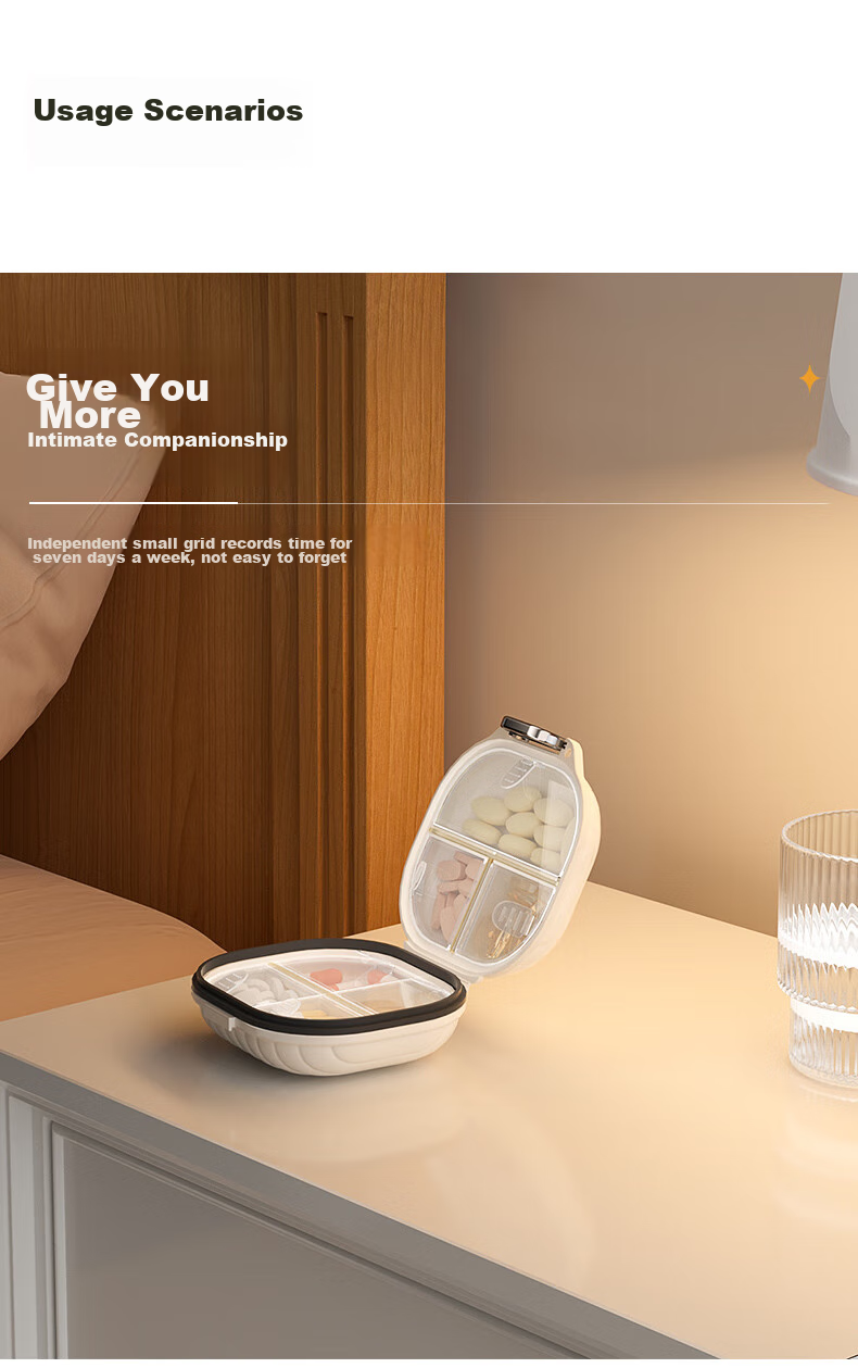 Baicaoyuan Portable Pill Organizer, Weekly Dosing Box, Seven-Day Travel Pill Dispenser, Personal Medicine Container, Sealed Moisture-Proof Large Capacity 22