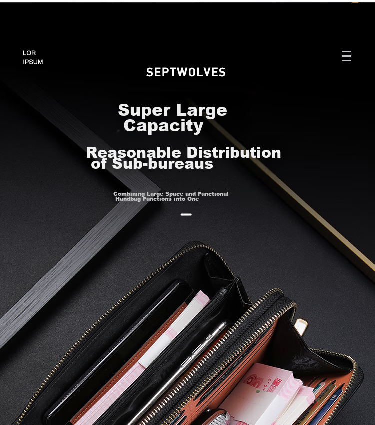 SEPTWOLVES Men's Clutch Wallet Genuine Leather Card Holder Large Capacity Anniversary Birthday Gift for Boyfriend Husband 6