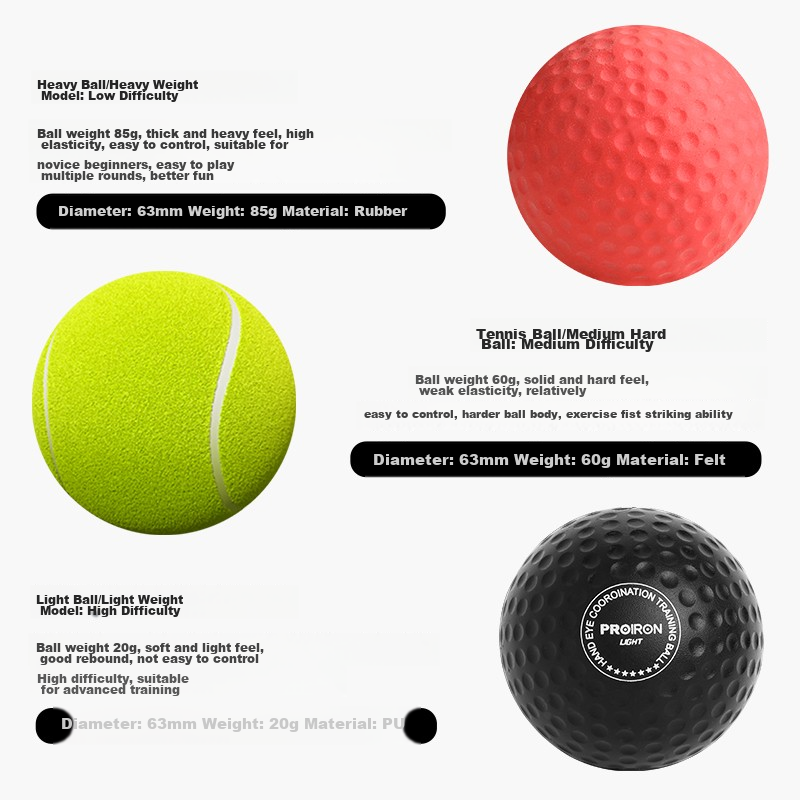 PROIRON Puli'ai Boxing Speed Ball Reaction Ball Training Device Head-Mounted Rebound Children's Boxing Trainer 3-Ball Model