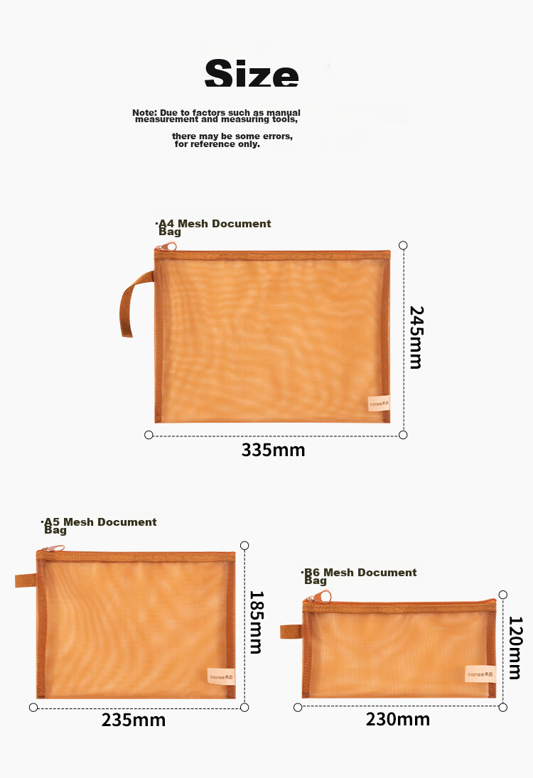 TIANSE Vintage Mesh Document Bag, Student A5 Transparent Stationery File Folder with Zipper for Exam Papers And Receipts Organization, A5 Set - 5 Colors, TS-254 6