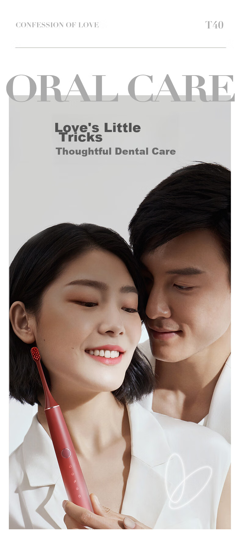 ROAMAN Electric Toothbrush, Recommended by Dentists for Deep Cleaning And Whitening, Gum Protection, Gift for Boyfriend/girlfriend, Birthday, Valentine's Day, Wedding, Engagement, T40 Little Heartbreaker, Matte Black 2