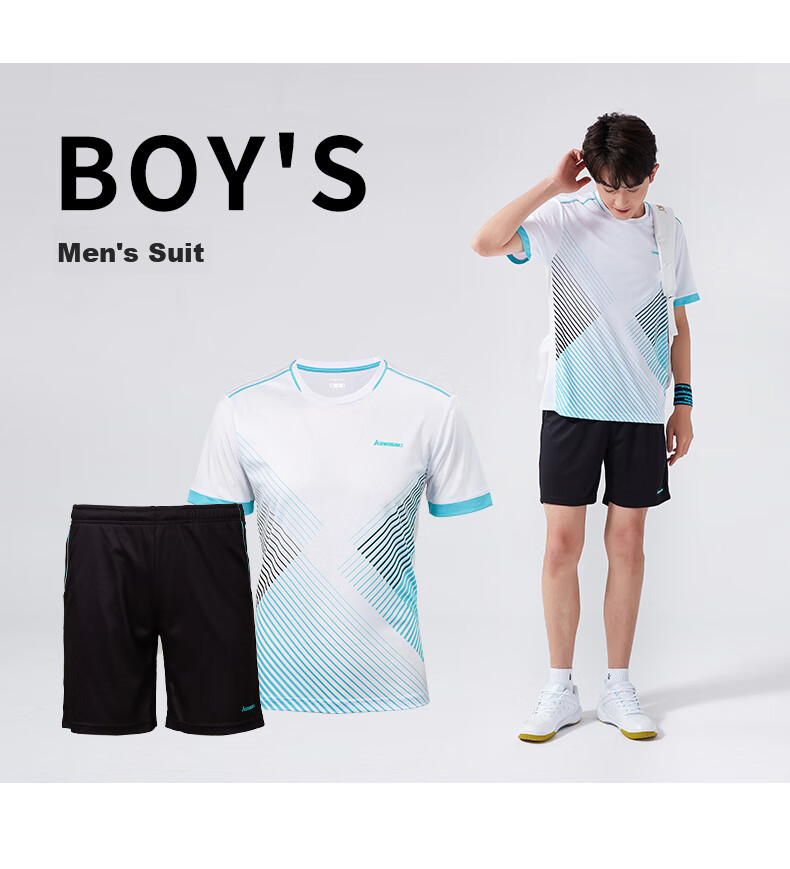 KAWASAKI Badminton Outfit Set Summer Style Sports Quick-Dry Short-Sleeve T-Shirt Training Team Uniform A1806 Men's White And Black XL 9