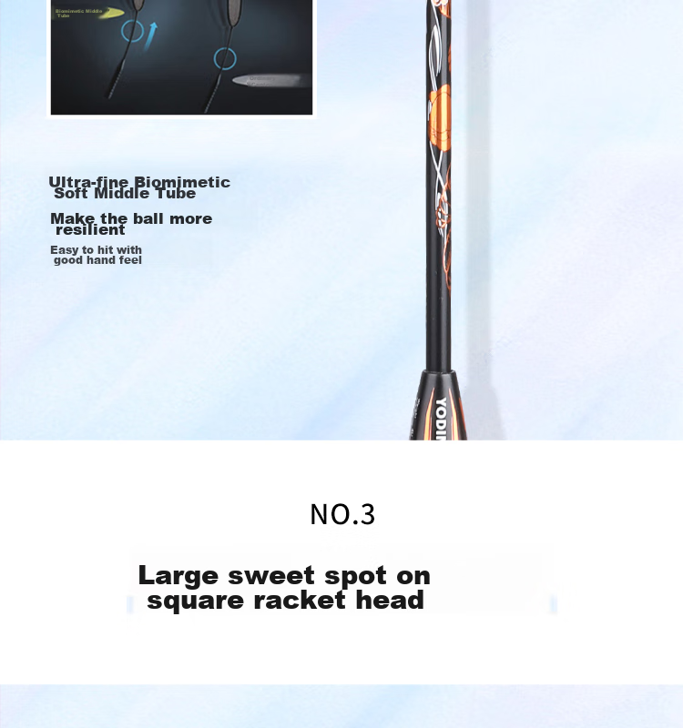 Yodiman Secondary-Shaped Black Gold Badminton Racket, 4U Full Carbon V8 Single Racket (Pre-Strung) 11
