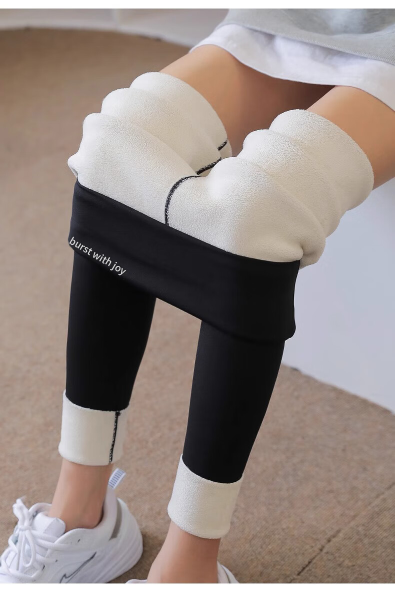 LangSha Shark Leggings for Women, Fleece-Lined, Autumn And Winter Lambswool Base Layer Pants, Tight-Fitting, High-Waisted, Tummy Control, Butt-Lifting, Thick And Warm Pants for Winter Wear 22
