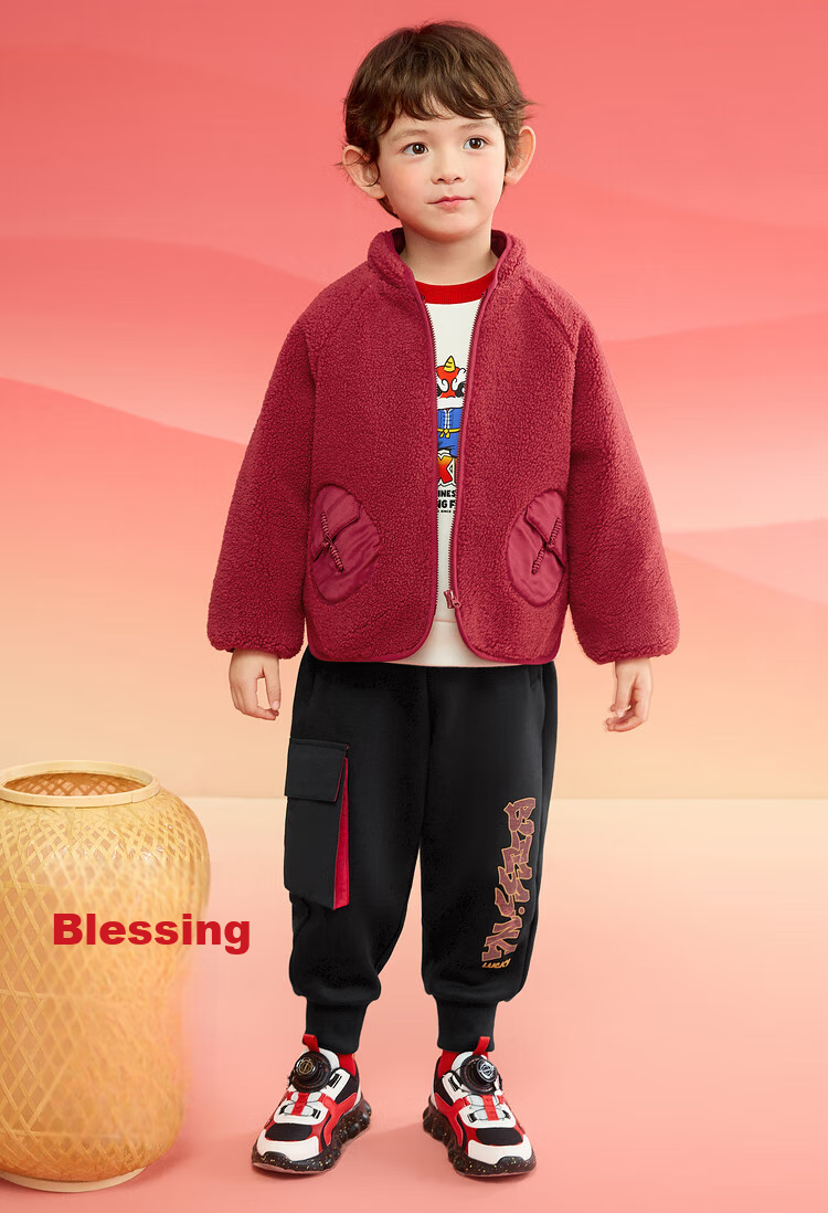 BALABALA Children's Clothing, Cotton Padded Jacket for Boys And Girls, Plush Fleece Coat, Baby Cotton Outerwear, Spring And Winter Wear, Versatile And Thi 12