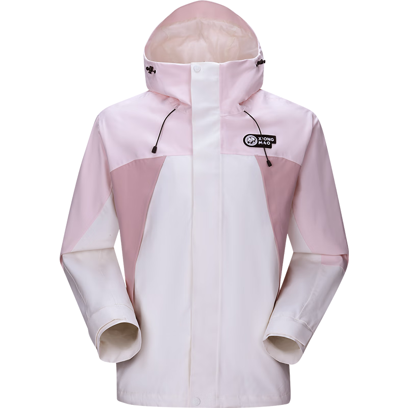 CAMEL Panda Windbreaker Jacket for Men And Women, Windproof And Waterproof Outdoor Coat A34BATLR018A Lotus Mist Pink L