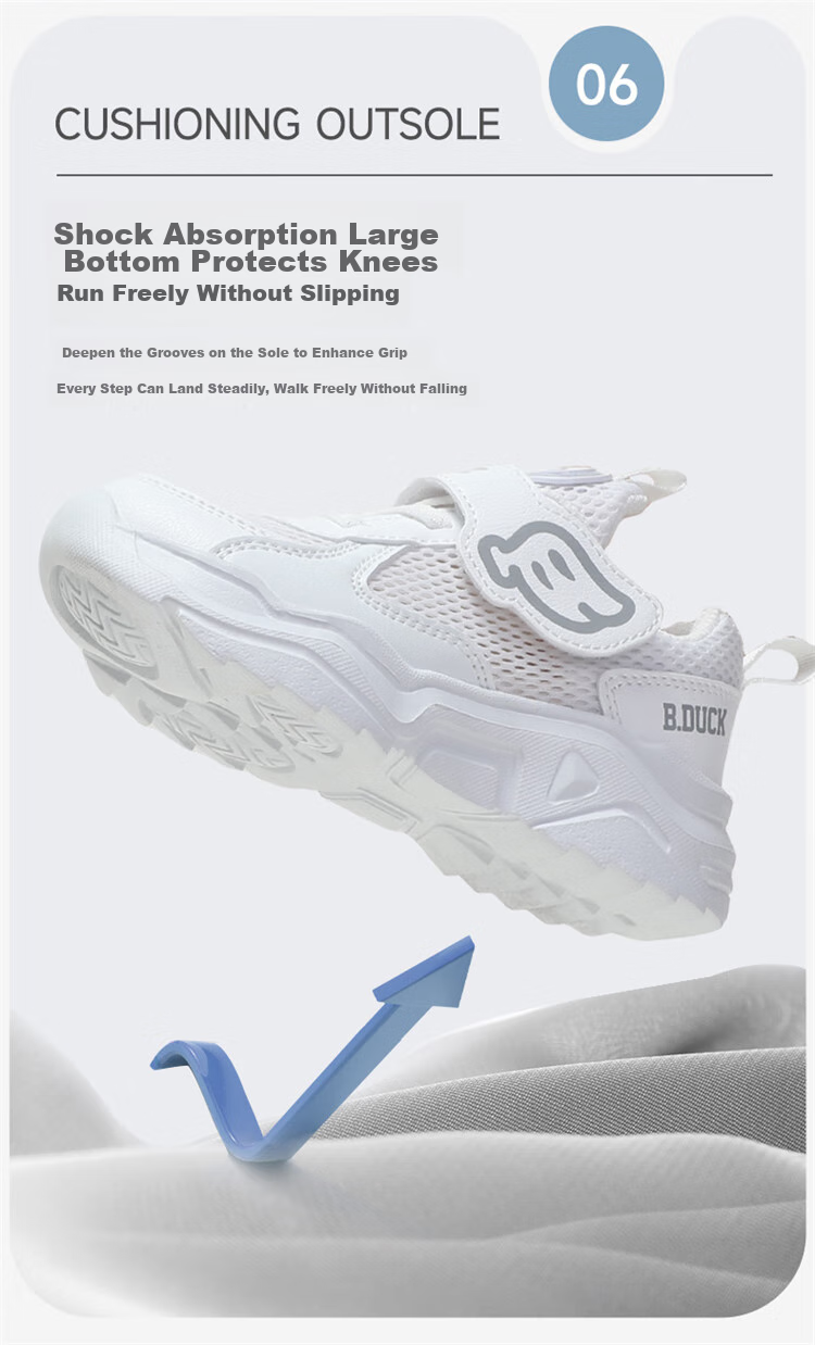 B.Duck Children's Mesh Sneakers, Summer Sports Shoes for Boys And Girls, Breathable White Shoes for Students, Model 3073, White And Pink, Size 26 11
