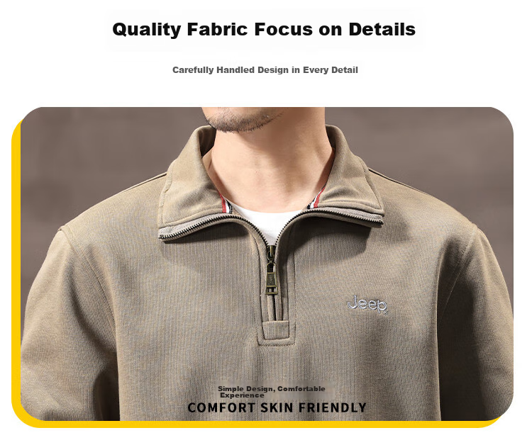JEEP Spring And Autumn 2026 New Men's Sweatshirt with Lapel Collar, Versatile Casual Jacket, Loose-Fitting Sports Polo Collar Top for Men's Wear 4