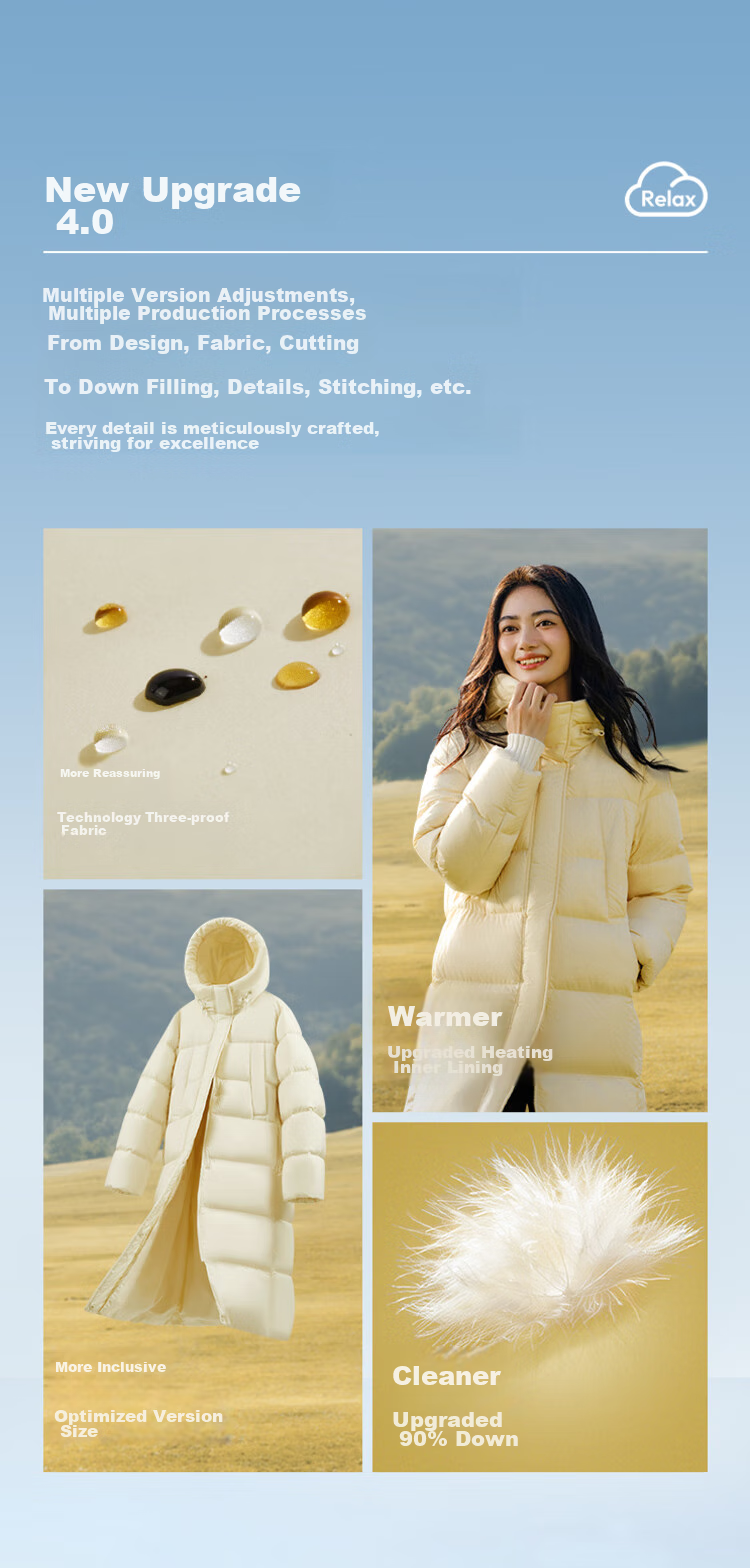 Semir Chen Duling Style Women's 90% Down Long Three-Proof Winter Loose Hooded Coat Simple 109724113001 5