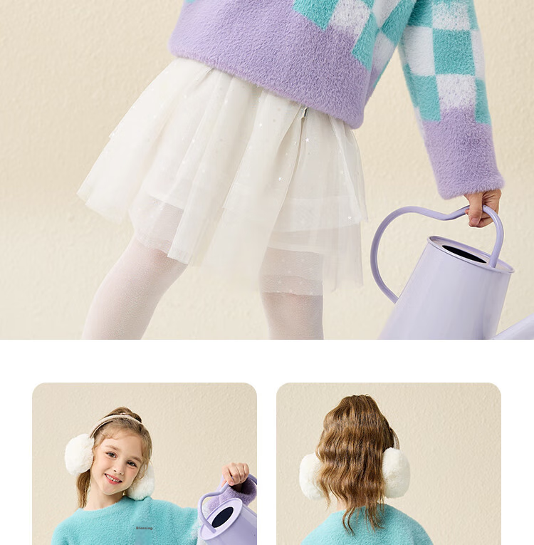 DISNEY Children's Clothing, Girls' Round Neck Sweater, Fashionable Gradient Mesh Warm Top, Winter 2023, DB341HE09, Pink, Size 120 23