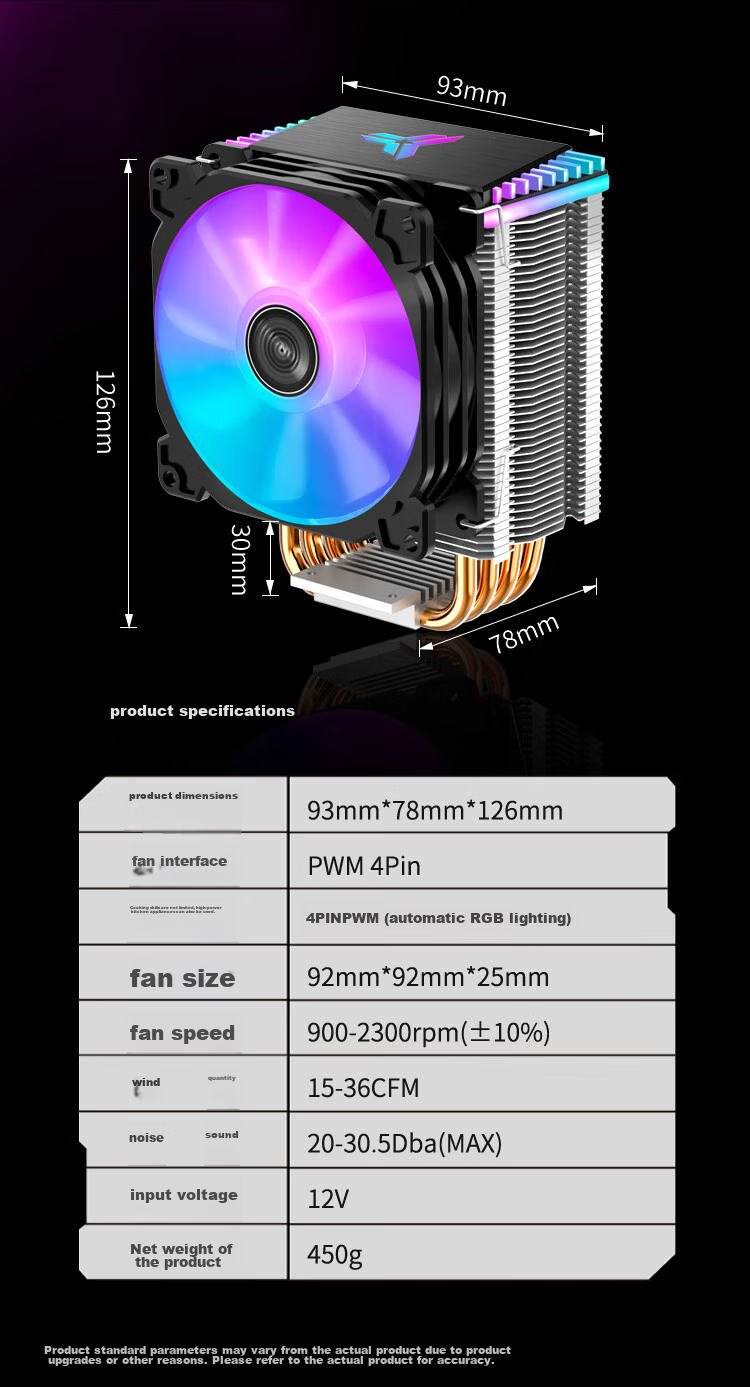 JONSBO CR-1400 Tower CPU Cooler (Motherboard 5V ARGB Sync/4 Heat Pipes/PWM Fan/Multi-Platform/Thermal Paste Included) 13