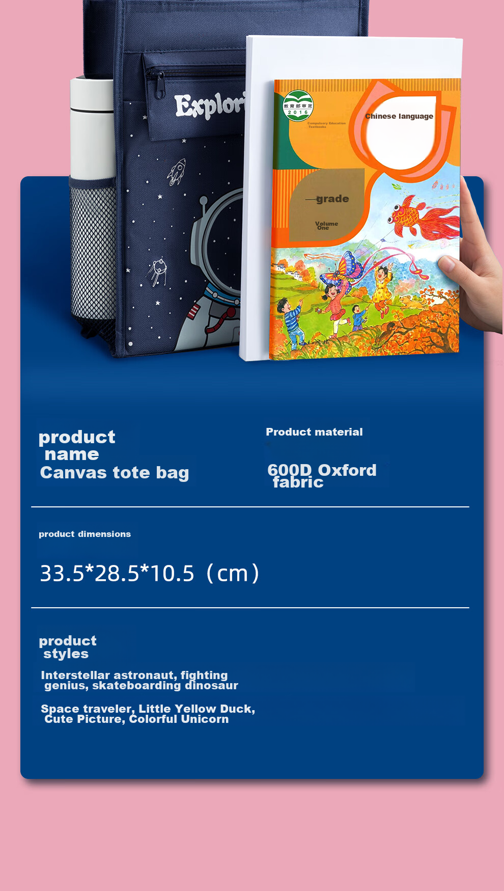 [Lowest Price Online] Faramon (Faramon) Student Handheld Tutoring Bag, Book Bag, Canvas Schoolbag, Canvas Study Bag for Tutoring Materials And Exam Papers Storage, Homework Zipper Handbag, Astronaut Desig 15