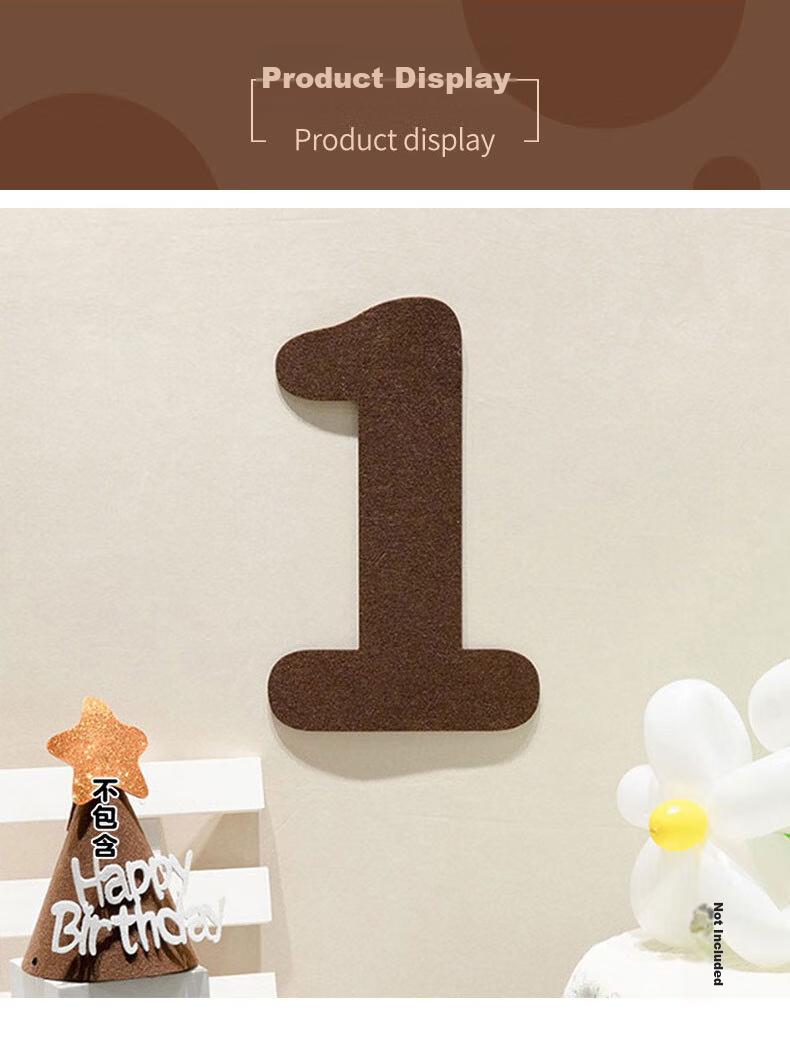 MODUO Birthday Scene Decoration Balloon, Thickened Non-Woven Fabric Number 1 for Birthday 6